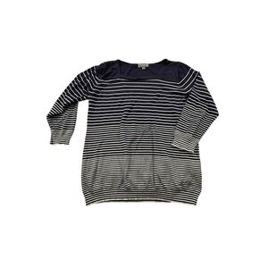 Joseph A Shirt Womens Small‎  Blue Pullover Knit 3/4 Sleeve Round Neck Striped